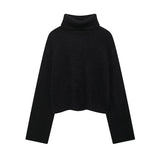 Black Friday Dodobye Casual Knitted Solid Turtleneck Sweater Women Winter Loose Short Pullover Sweaters Female Autumn Warm Chic Simple Knitwear