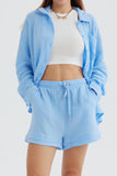 Dodobye Long Sleeve Solid Color Shirt Shorts Set