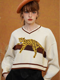 Dodobye A Leopard Knit Sweatshirt That Stays On The Tree