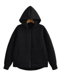 Black Friday Dodobye Casual Solid Zipper Hoodies Women Loose Drawstring Pockets Thick Sweatshirt Jackets Female Autumn Fashion Simple Outwear