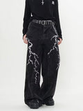 Dodobye Women's Black Gothic Baggy Jeans Harajuku Oversize Denim Trousers Y2k Vintage Japanese 2000s Style Emo Jean Pants Trashy Clothes