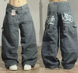 Dodobye Washed Jeans Y2K New Pocket Fashion Loose Mop Pants High Street Hip Hop Harajuku Gothic Wide Leg Denim Trousers Clothing Tide