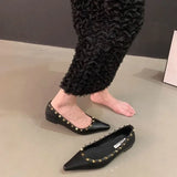 Dodobye New Footwear Fashion Designer Rivet Ladies Flats With Shoes Pointed Toe Shallow Women Flats Boat Shoes Female Slides