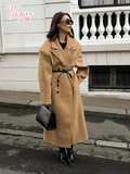 christmas outfit Dodobye 2025 Fashion Solid Double-breasted Wool Blend Overcoat Elegant Women's Lapel Collar Full Sleeve Jacket Female Chic Loose Outwear