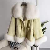 thanksgiving outfit Dodobye 2024 Winter New Style Whole Leather Fox Fur Jacket Women's Youth Petite Cropped Fashionable Fur Sweater Coat