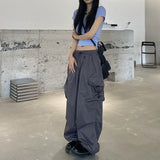 Dodobye Hip Hop Women Cargo Pants Streetwear All Match Y2K Wide Leg Pants Korean Elastic Waist Sweatpants Female Chic Trousers