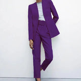 Black Friday Dodobye 2024 Women Fashion Two Pieces Sets Office Wear Blazers Coat And With Belt High Waist Pants Female