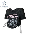 Dodobye 2025 Summer Funny Shirt Women T-Shirts Y2k Harajuku Fashion Korean Vintag Print Crop Tops Vintage Short Sleeve Gothic Black Tee