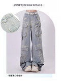 Dodobye Women's Light Blue Y2k Cargo Jeans Harajuku Denim Trousers Aesthetic Y2k Jean Pants Vintage Japanese 2000s Style Trashy Clothes