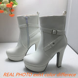 thanksgiving outfit Dodobye Design Women Ankle Boots Round Toe Thin Heels 12cm Platform 3cm Decor 48 49 50 Sexy Party Bota