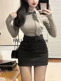 Dodobye 2025 Spring Sweet 2 Piece Set Office Lady Casual Outwear Mini Skirt Women Evening Party Slim Y2k Blouse Korean Fashion Chic