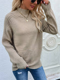 christmas outfit Dodobye Stylish Long Sleeves Loose Solid Color High-Neck Sweater Tops