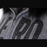 Dodobye Y2K Winter Short Fashion Loose Letter Printing Streetwear Hoodie Zipper Pocket Grey Pure Colour Outerwear Fashion Punk Hiphop