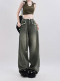 Dodobye Women Green Y2k Jeans Harajuku Oversize Denim Trousers Vintage Japanese 2000s Style Baggy Wide Leg Jean Pants Emo Trashy Clothes