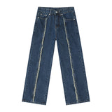 Dodobye Men'S Autumn New Product, Fringed Fashionable Loose Jeans Design, Sexy And Explosive Street Straight Leg Wide Leg M7-Bn-K8821