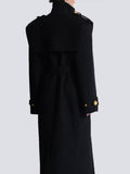 christmas outfit Dodobye Fashion Women's Stand Collar Woolen Overcoat With Belt Elegant Black Double Breasted Long Sleeve Jacket 2024 Lady Street Outwear