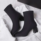 Dodobye 2025  New Autumn Winter Ankle Women High Heel Boots Fashion Thick Short  Square  Black