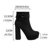 thanksgiving outfit Dodobye Sexy Women Ankle Boots Round Toe Block Heels 12cm Platform Flock Suede Size 45 46 Party Bota