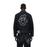 Dodobye 90s Streetwear Y2K Streetwear Mens Womens Hip Hop Letter Embroidered Jacket Jeans Two Piece Tracksuit Retro Loose Leather Biker Punk Jacket Set