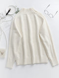 christmas outfit Dodobye Stylish Long Sleeves Loose Solid Color High-Neck Sweater Tops