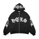 Dodobye 2024 printed long-sleeved jacket European and American street trend Y2K gothic punk fashion retro trend zipper sports sweater