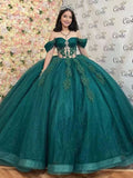 Dodobye Princess Ball Gown Party Dresses Sweet Off Shoulder Green Vestido De Gala Noche Mujer Floor-Length Organza Dress Women-(PRE-ORDER)