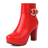 thanksgiving outfit Dodobye Female Ankle Boots Round Toe Block Heels Ultrahigh 15cm Platform 1.5cm 45 46 Mature Bota