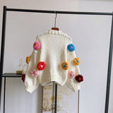 Dodobye Harajuku Flower Knitted Cardigan Women Sweet Cute Cropped Sweater Coat Y2K Streetwear Floral Knitwear Winter Korean Jumpers Tops