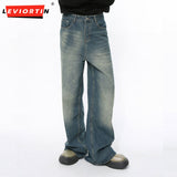 Dodobye 2025 Spring New Product Men'S Straight Leg Jeans Gradient Color Button Pocket Design Retro Blue Casual Wide Leg Jeans Trendy