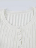 Dodobye-Solid Breasted Ribbed Long Sleeve Knit