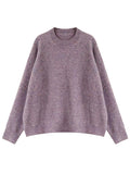 christmas outfit Dodobye Simple Loose Long Sleeves Round-Neck Sweater Tops Pullovers