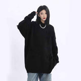 Black Friday Dodobye Fall Long Sleeve Hole Knit Sweaters Women Y2K Fashion Streetwear Tassels O Neck Solid Pullovers Bf Korean Oversized Loose Jumper