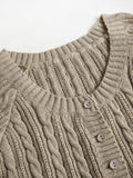 Dodobye-Button Front Cable Knit Top