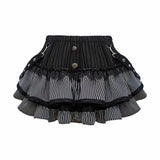 Dodobye Women Sweet Lolita Lace Up Ruffles Cardigan Sexy Slim Fit Strapless Vest High Waist Ruched Skirts Early Autumn Three Piece Sets