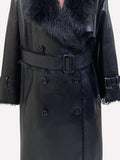 christmas outfit Dodobye Nerazzurri Winter Long Oversized Thickened Warm Black Fluffy Faux Sheepskin Coat Women Double Breasted Loose Furry Overcoat 2025