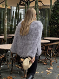 christmas outfit Dodobye Elegant Fluffy Faux Fur Cape Coat For Women 2024 Fashion Round Collar Fake Sleeve Jacket Fall Winter Chic Ladies Warm Streetwear