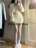 Dodobye 2025 Autumn Sweet Skirt 3 Piece Set Office Lady Casual Blouse + Slim Sexy Vest + Women Party Mini Skirt Korean Fashion Chic