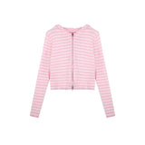 Dodobye 2025 Autumn New Pink Striped All-match Hoodie Tops Women Casual Bottoming Cardigan Sweet kawaii Long Sleeve Zipper Sweatshirts