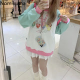 Dodobye Japanese Anime Hoodie Women Long Sleeve O-neck Oversized Tops Ropa Mujer Casual Fashion Cute Y2k Sweatshirt Clothes for Teens