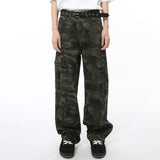 Dodobye High Street Men'S Camouflage Jeans Washed Big Pockets Cargo Trousers Straight Wide Leg Trendy Male Denim Pants New