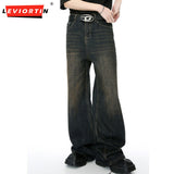 Dodobye Worn Out Men'S Jeans Retro Washed Male Straight Denim Trousers New Trendy Gradient Color Wide Leg Pants Spring 2025