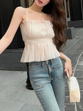 Dodobye Elegant Sweet Corset Office Lady Casual Sleeveless Blouse Women Evening Party Sexy Y2k Crop Top Korean Fashion Summer 2025