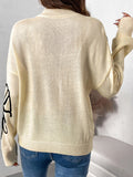 christmas outfit Dodobye Long Sleeves Loose Flower Shape Split-Joint High Neck Sweater Tops