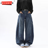 Dodobye Harajuku Men Solid Color Washed Baggy Jeans Streetwear Y2K Fashion Retro Punk Gothic Loose Trousers Wide Leg Denim Pants