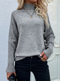 christmas outfit Dodobye Stylish Long Sleeves Loose Solid Color High-Neck Sweater Tops