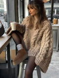 christmas outfit Dodobye Elegant Solid Knitted Sweaters for Women Casual Oversize Long Lantern Sleeve Pullovers 2025 Autumn New O Neck Lady Jumper Tops