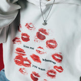 thanksgiving outfit Dodobye Y2K fashionable Harajuku hoodie streetwear oversized Lips pattern letter print tops casual wear Gothic women vintage sweatshirts