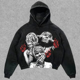 Dodobye Harajuku Skull Hoodie Oversized Streetwear Y2k Tops Hip Hop Sweatshirt Clothes Gothic Grunge Hoodies Women Men Clothing