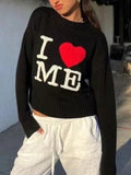 Dodobye-Love Me Black Pullover Sweater