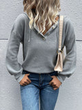 christmas outfit Dodobye Hooded Long Sleeves Buttoned Drawstring Split-Joint V-Neck Sweater Tops